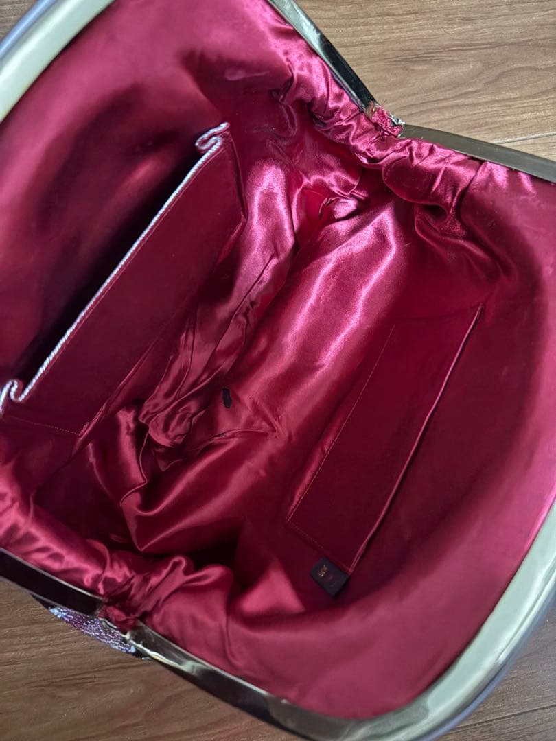 花柄刺繍 和装用バッグ　ビーズ