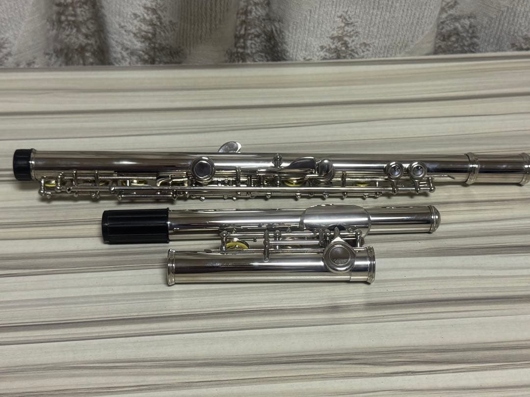 初心者向け ニッケルメッキ フルート C足部管 メタルポリッシュ付き