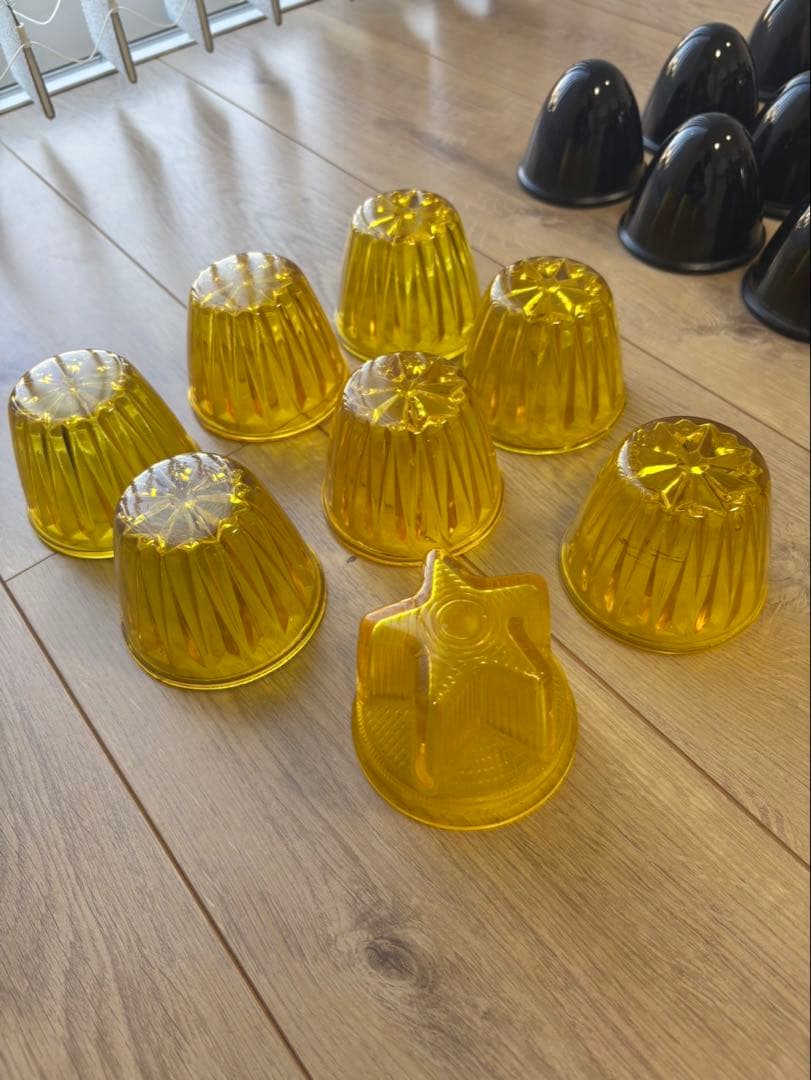 黄色マーカー レトロ ガラス 8個セット　もりキャン