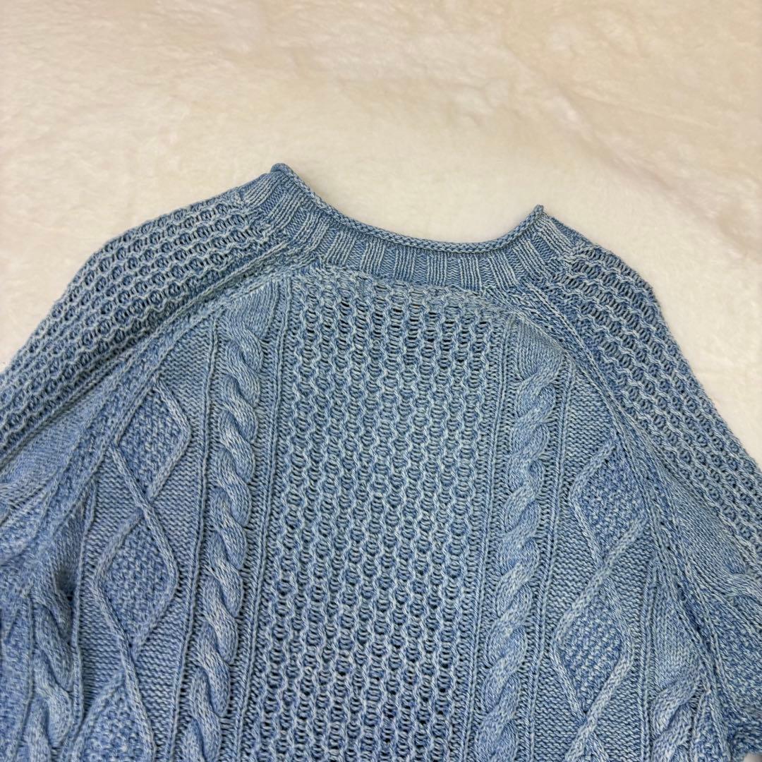 ポロ ラルフローレン インディゴ 藍染 星条旗 ケーブル ニット アランセーター