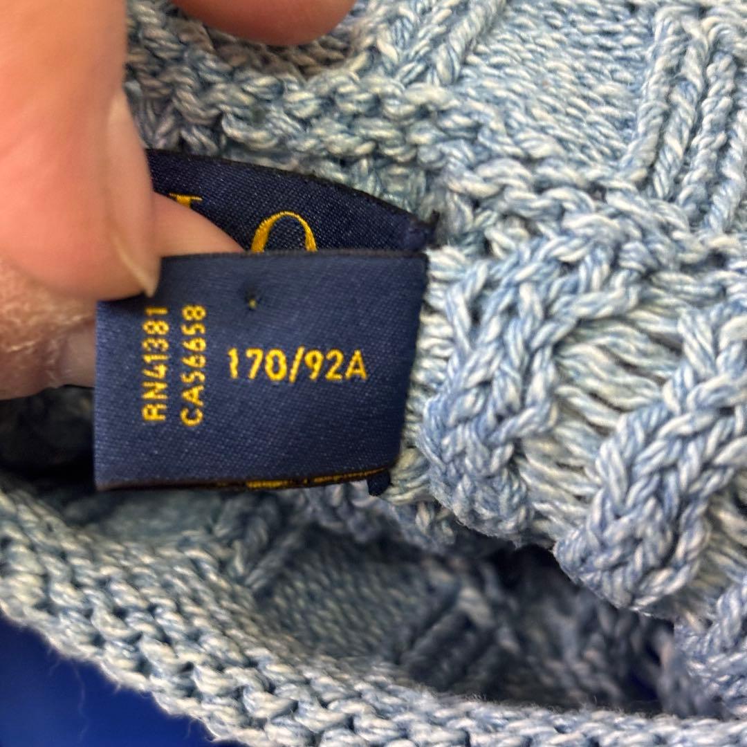 ポロ ラルフローレン インディゴ 藍染 星条旗 ケーブル ニット アランセーター