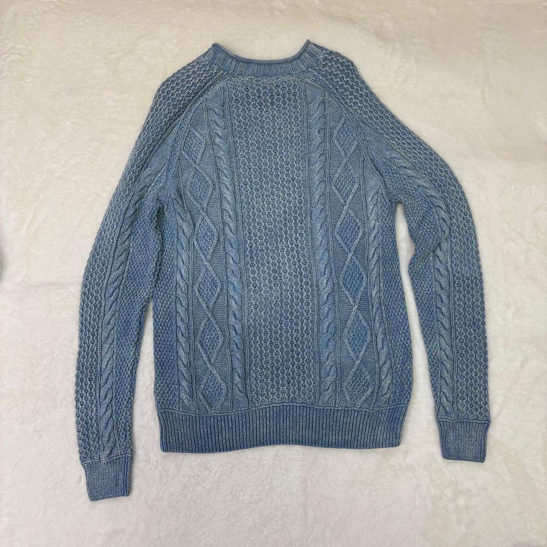 ポロ ラルフローレン インディゴ 藍染 星条旗 ケーブル ニット アランセーター