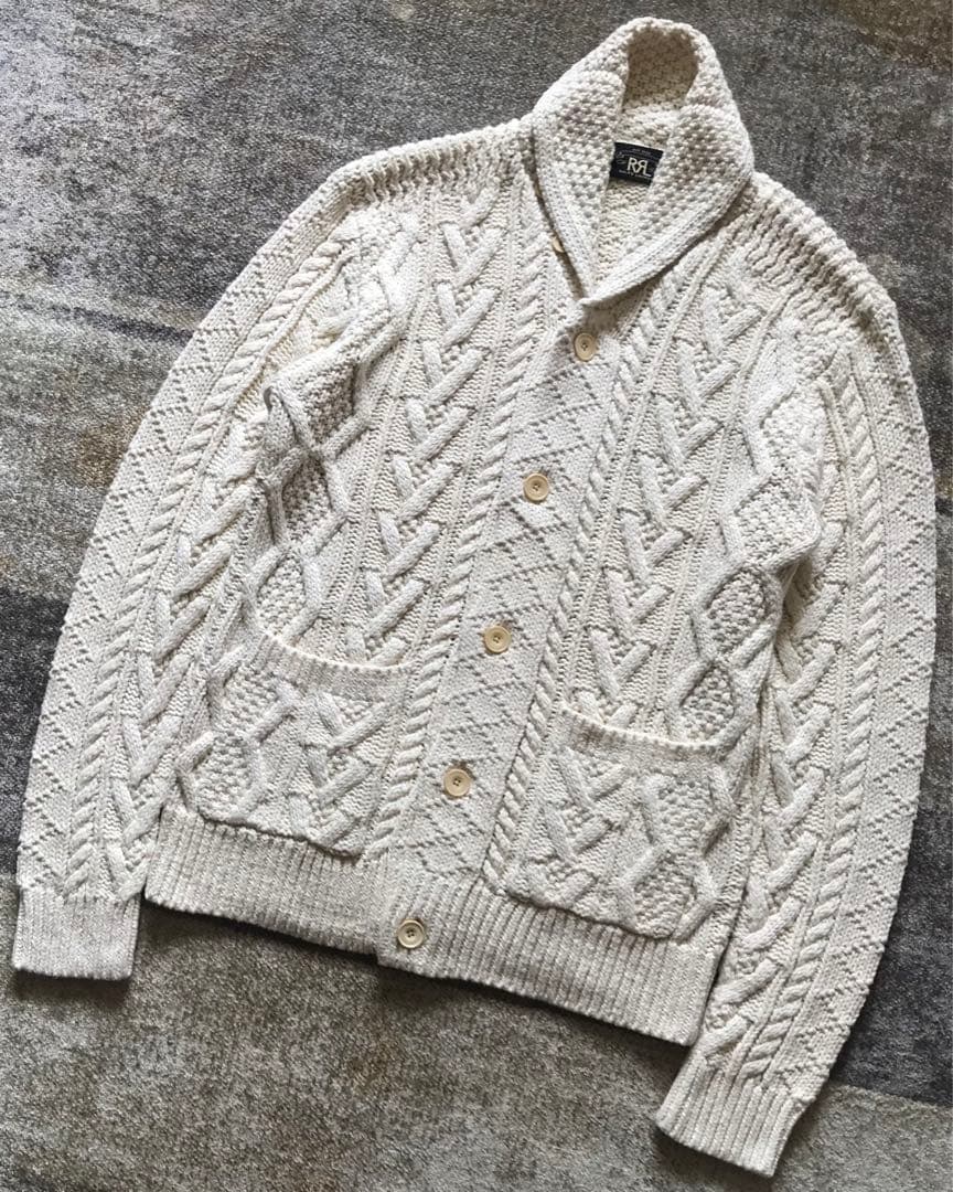 最高のケーブル編み 稀少カラー RRL ショールカラー ニット