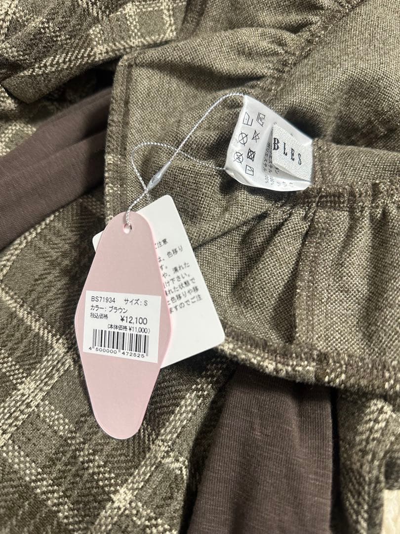 バブルス チェックレイヤードワンピース S ブラウン