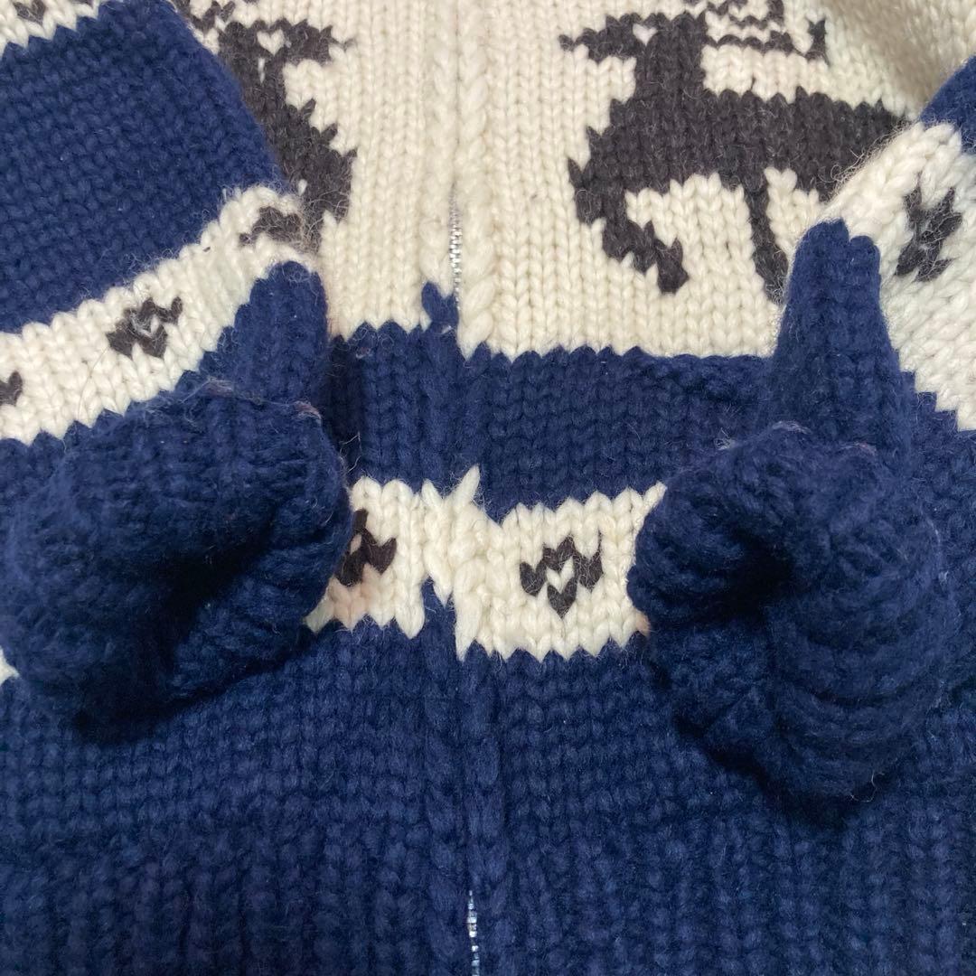 カナダ製カウチンニットジップセーター L相当 トナカイ ALL CANADIAN