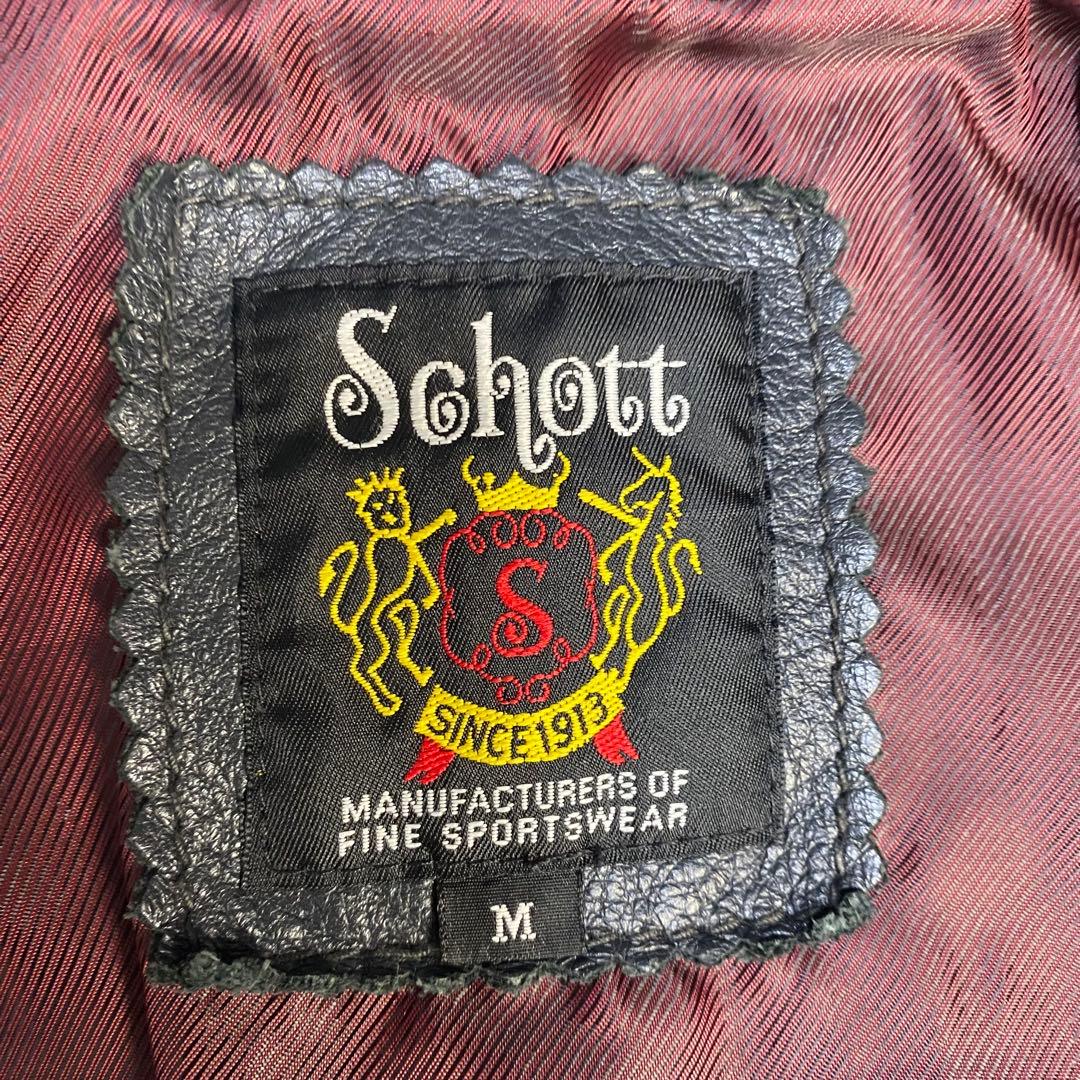 schott ショット　シングルライダース　レザージャケット　M ダークネイビー
