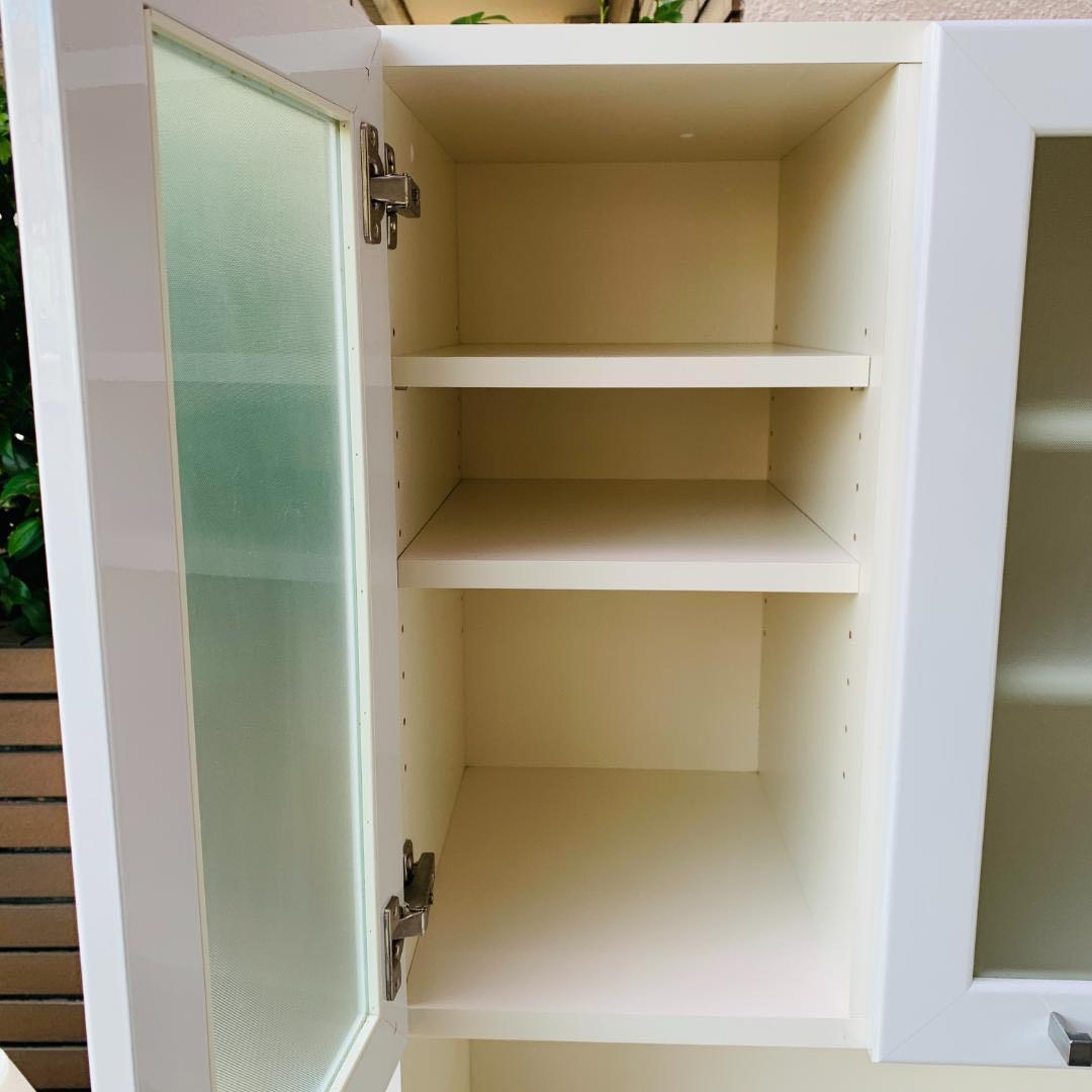 【美品／送料込み価格】パモウナ 白い食器棚・キッチンボード　幅90cm
