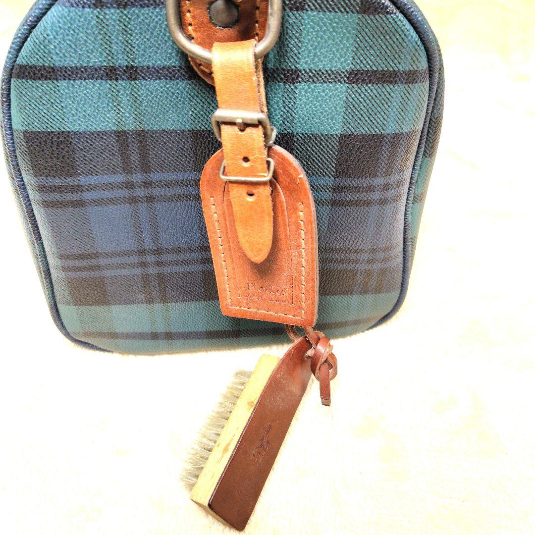 極美品 ポロラルフローレン ミニボストン ハンドバッグ 馬毛ブラシ