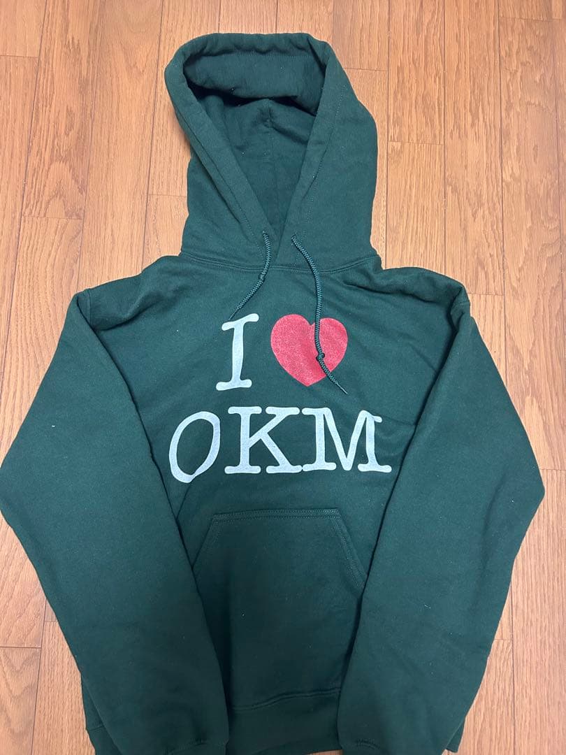 I Love okm パーカー グリーン sサイズ flexwitme - メルカリ
