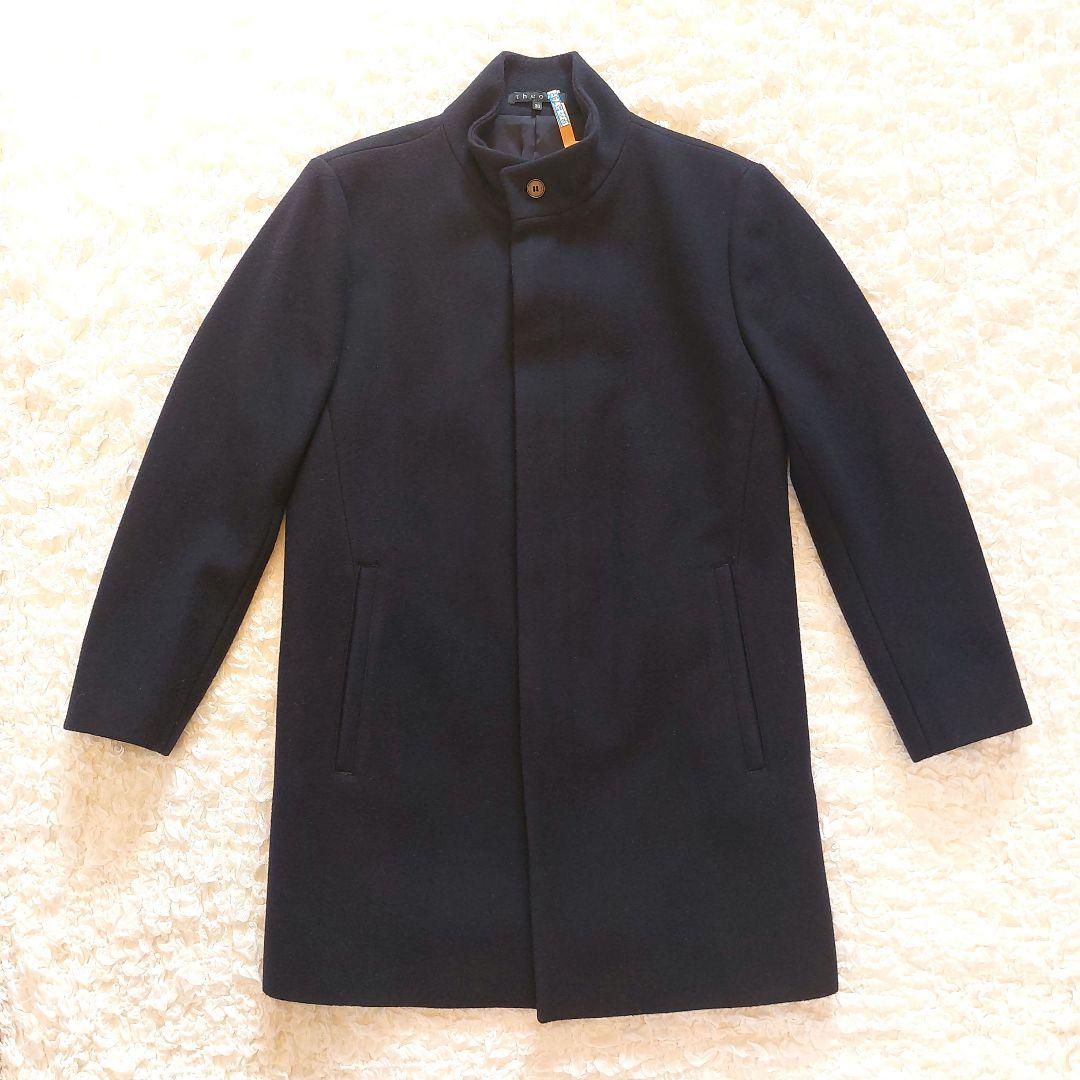美品✨Theory メンズ スタンドカラーコート ウール ネイビー