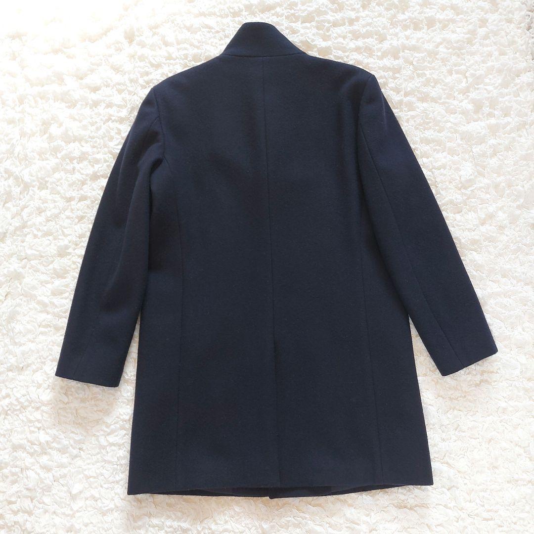 美品✨Theory メンズ スタンドカラーコート ウール ネイビー