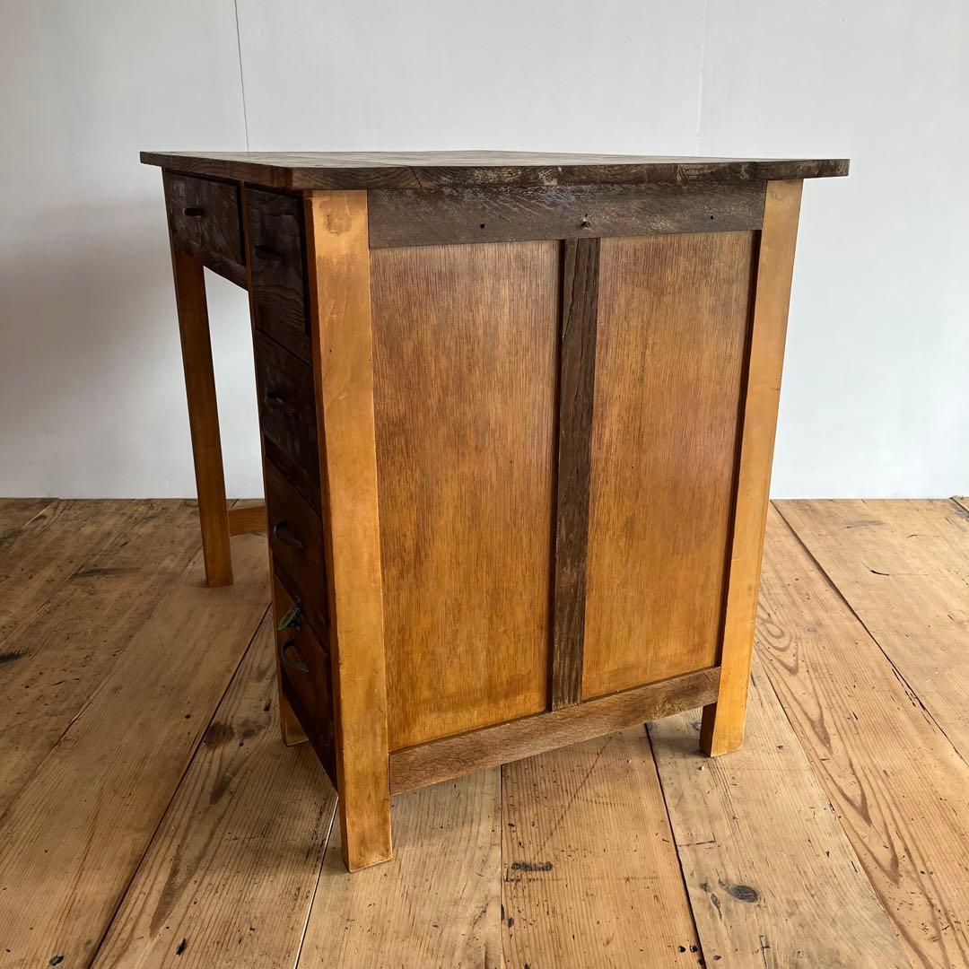 アンティーク 片袖机 テーブル デスク 昭和レトロ z721