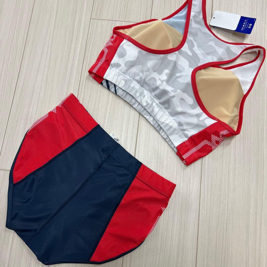 ミズノ　女子陸上ユニフォーム上下セット　3XLサイズ　ホワイト×ネイビー×レッド