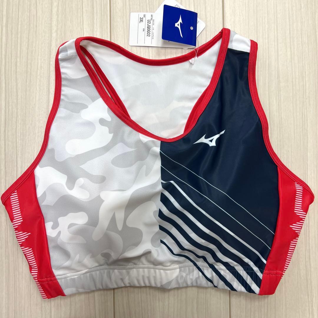 ミズノ　女子陸上ユニフォーム上下セット　3XLサイズ　ホワイト×ネイビー×レッド