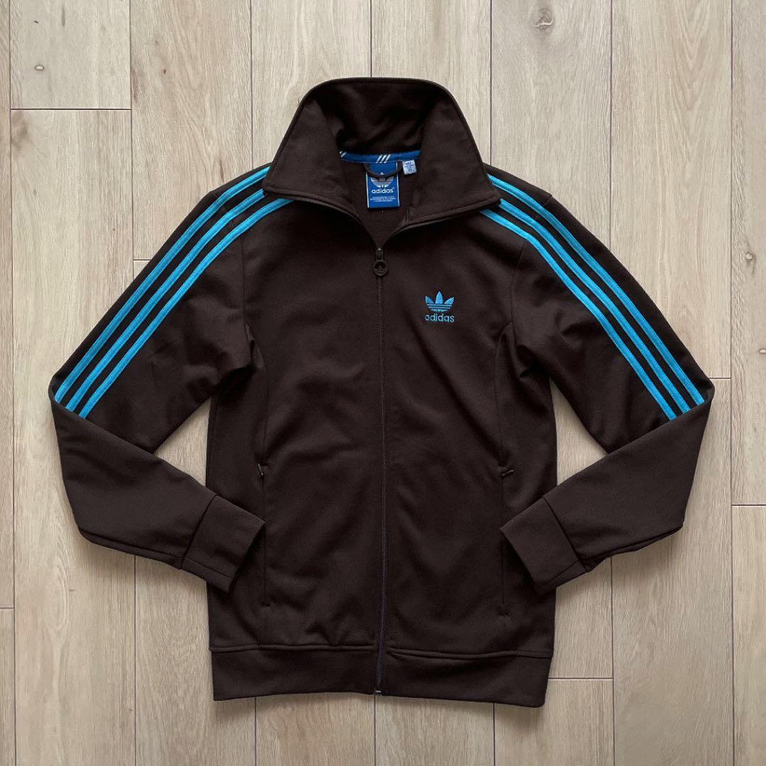 adidasアディダスライトブラウン×ライトブルー茶色トラックジャケット