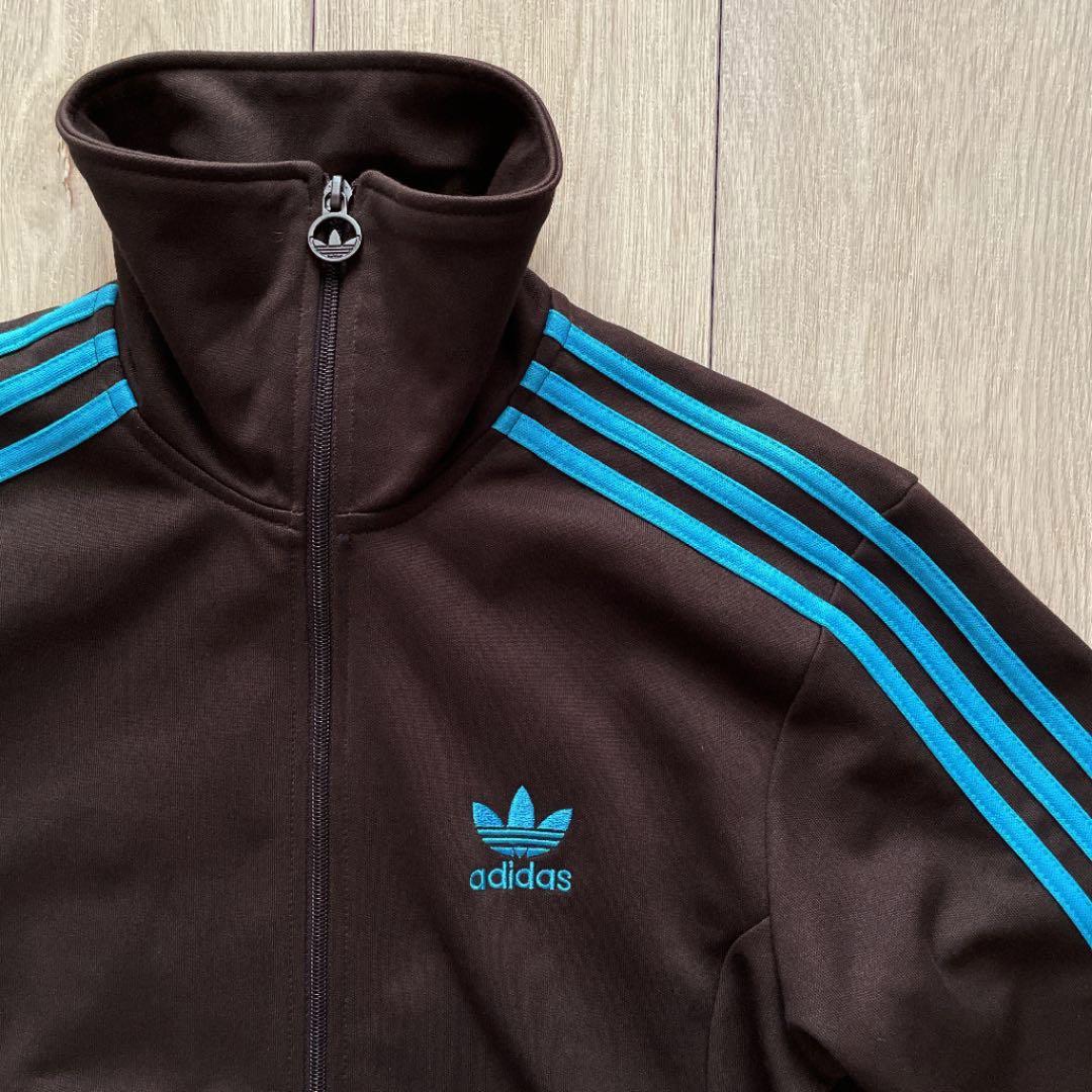 adidasアディダスライトブラウン×ライトブルー茶色トラックジャケット