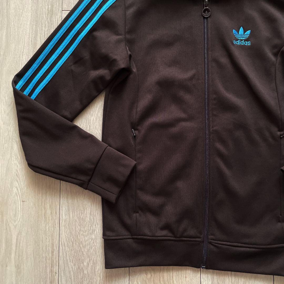 adidasアディダスライトブラウン×ライトブルー茶色トラックジャケット