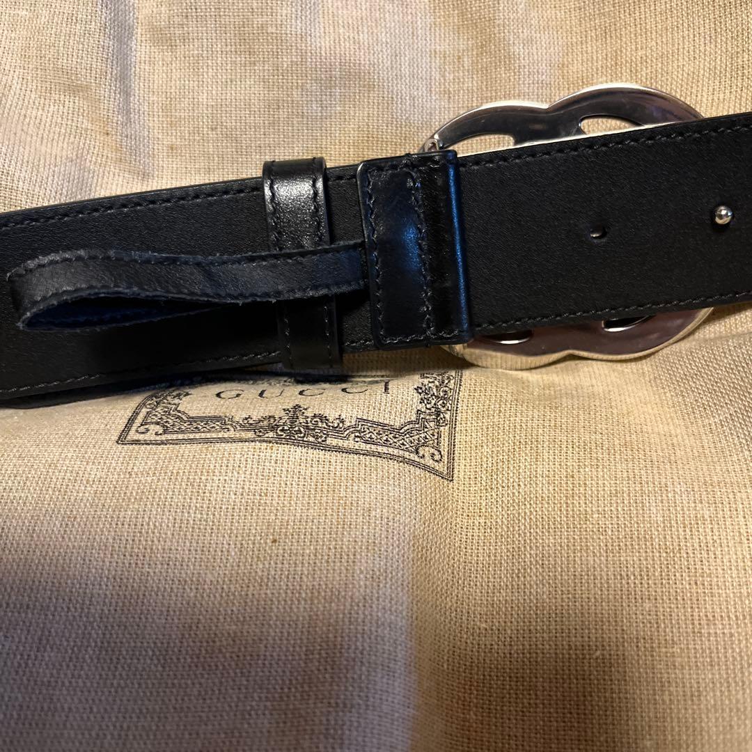 GUCCI ブラックベルト GGバックル S