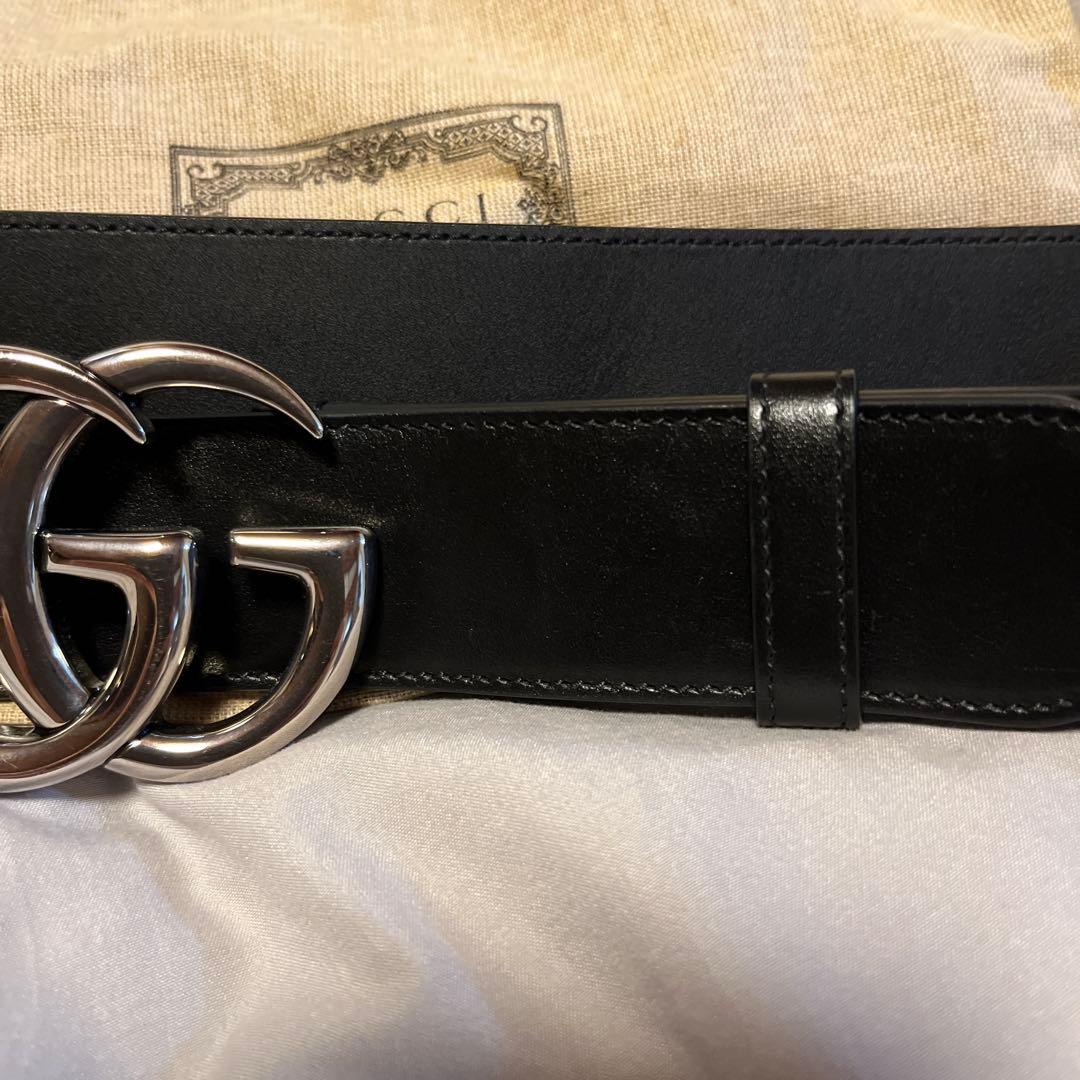 GUCCI ブラックベルト GGバックル S