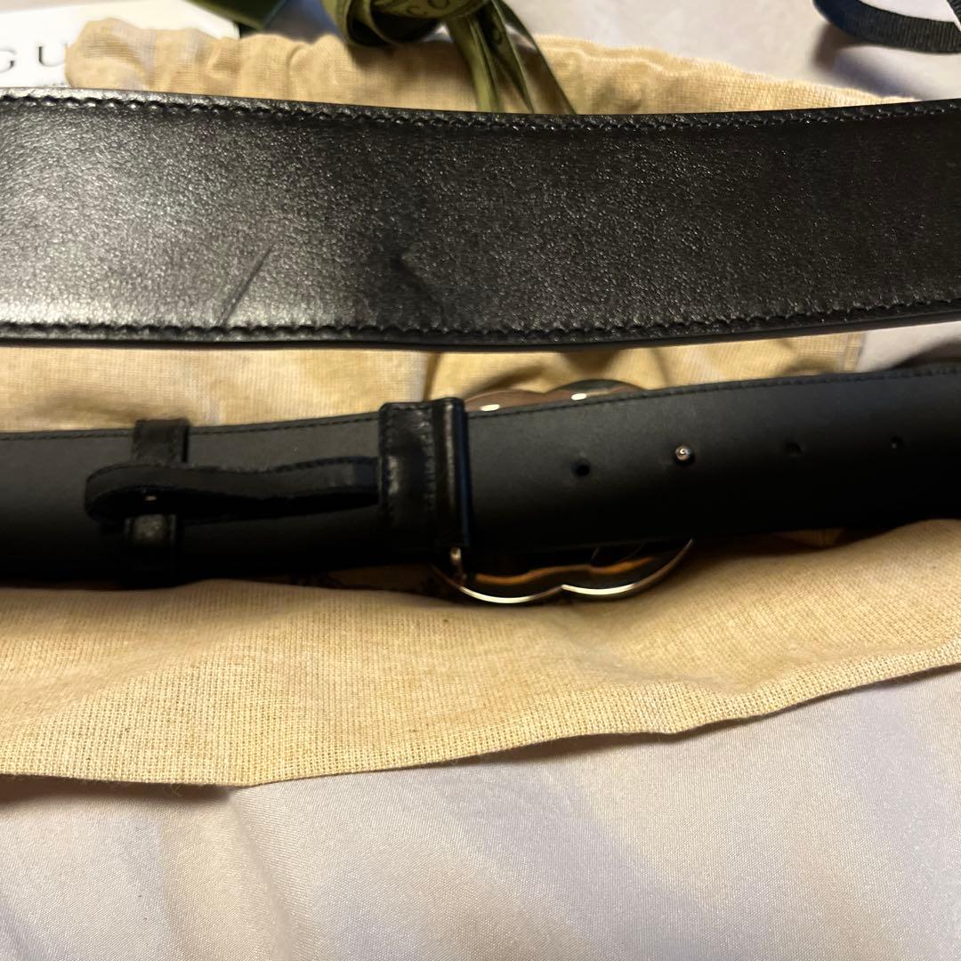 GUCCI ブラックベルト GGバックル S