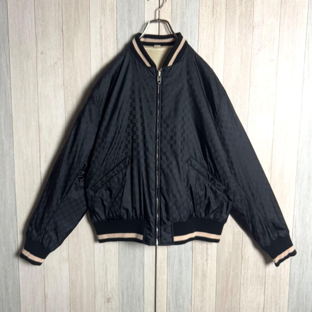 3282【GG総柄・ビッグサイズ52】グッチ リバーシブル ボンバージャケット