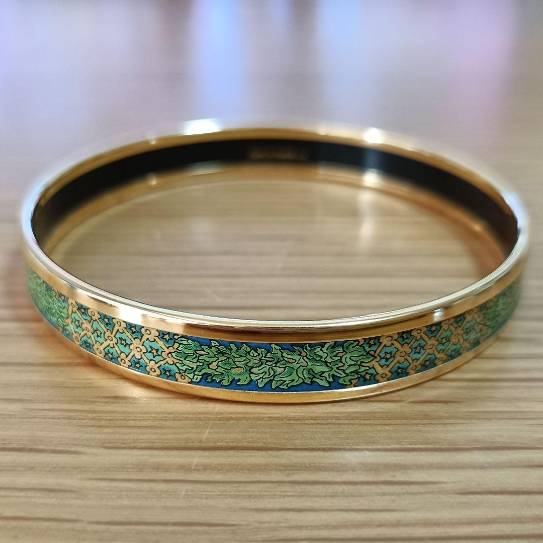 HERMÈS ゴールド グリーン ブレスレット 箱付き vintage