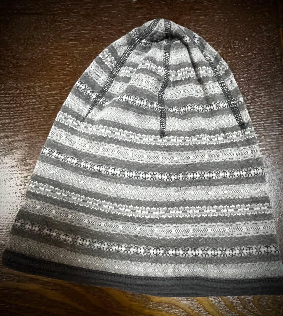 ナンバーナイン2008ssストライプ ビーニーキャップ　カシミヤ