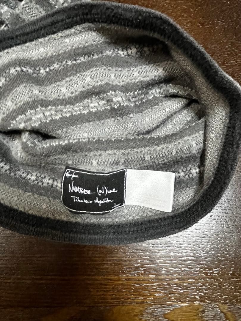 ナンバーナイン2008ssストライプ ビーニーキャップ　カシミヤ