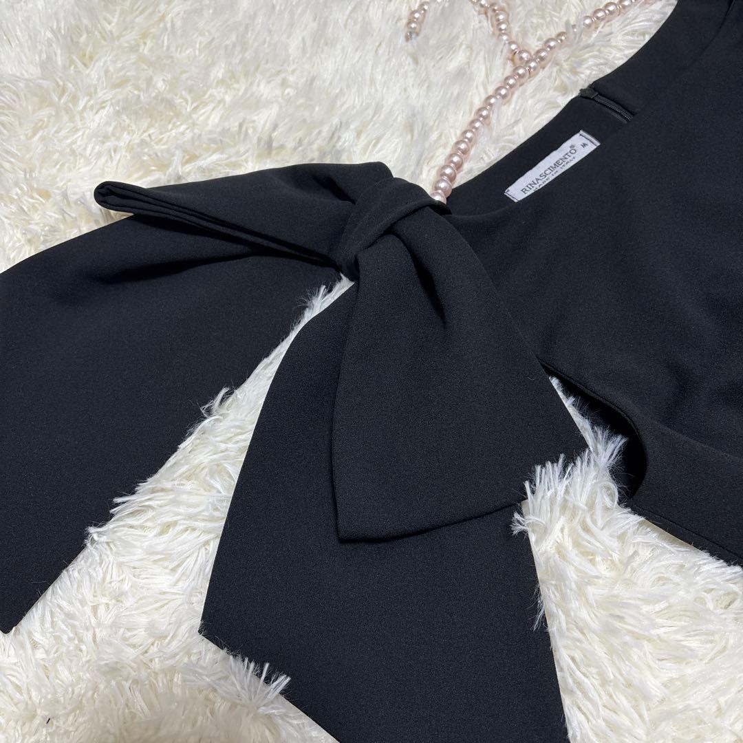 新品未使用　RINASCIMENTO ブラック ノースリーブワンピース Mリボン
