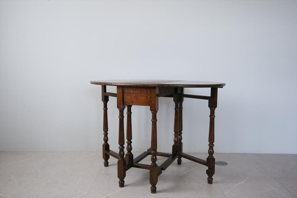 英国アンティーク木製ゲートレッグテーブル/ダイニング机バタフライ(89-286)