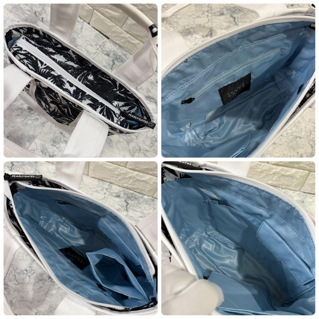 極美品 PEARLYGATES ラウンド用カートバッグ ボタニカル柄 ホワイト系