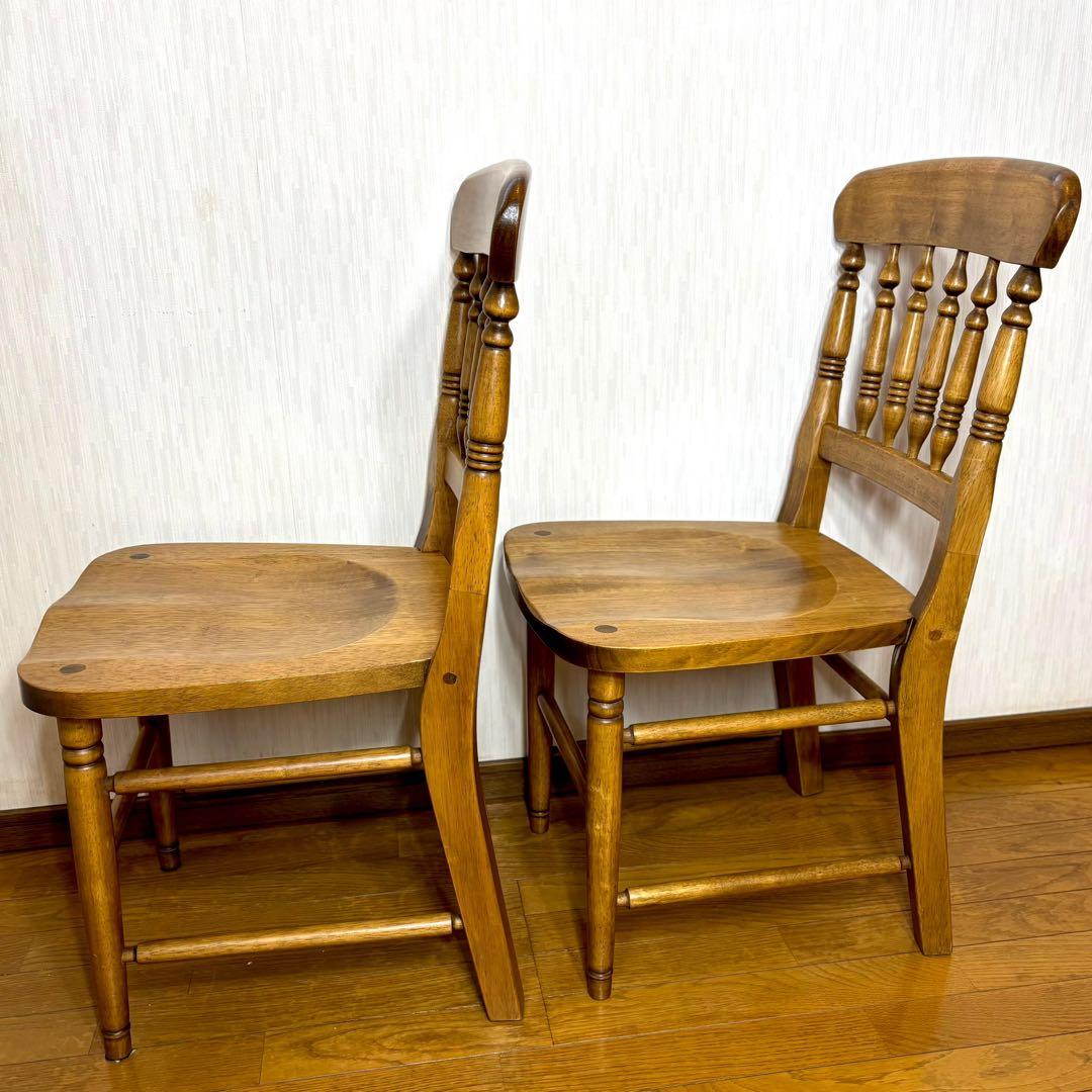 ①ビンテージ ウィンザーチェア　木製ダイニングチェア 椅子 アンティーク×2脚