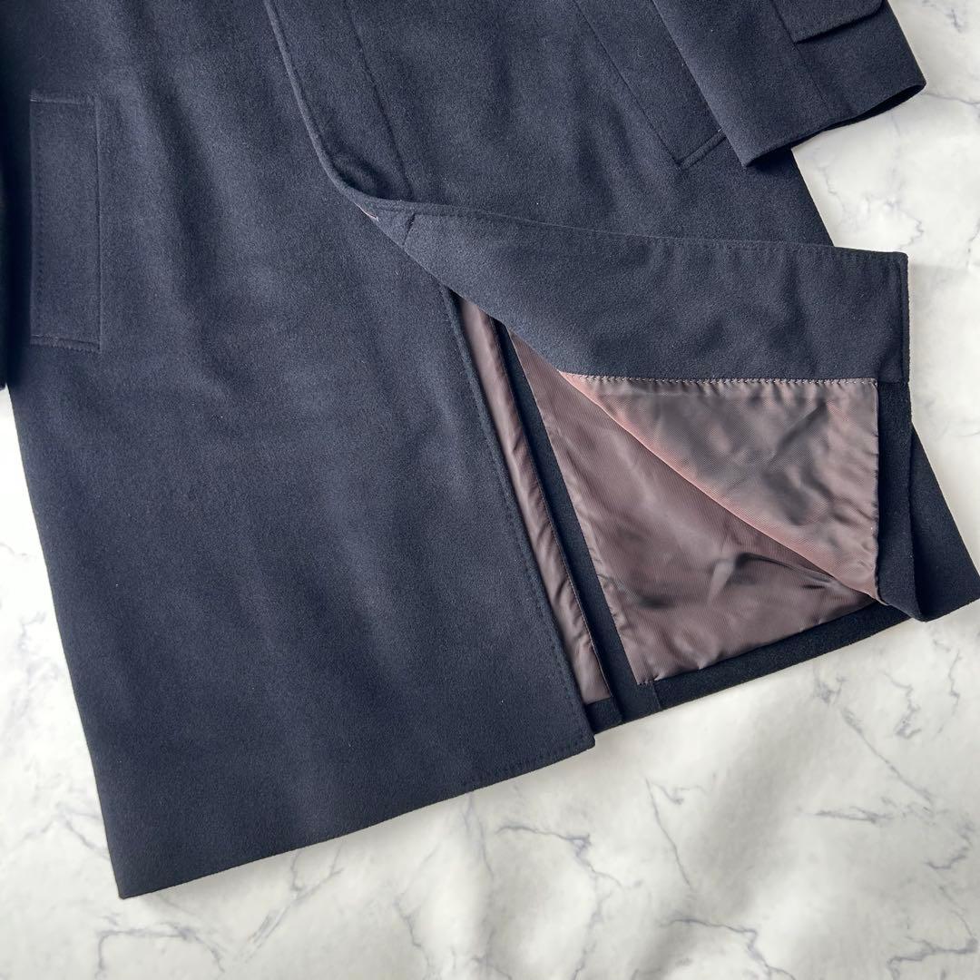 極美品✨　ピュアカシミヤ100%　サンヨーコート　ステンカラーコート　比翼　黒