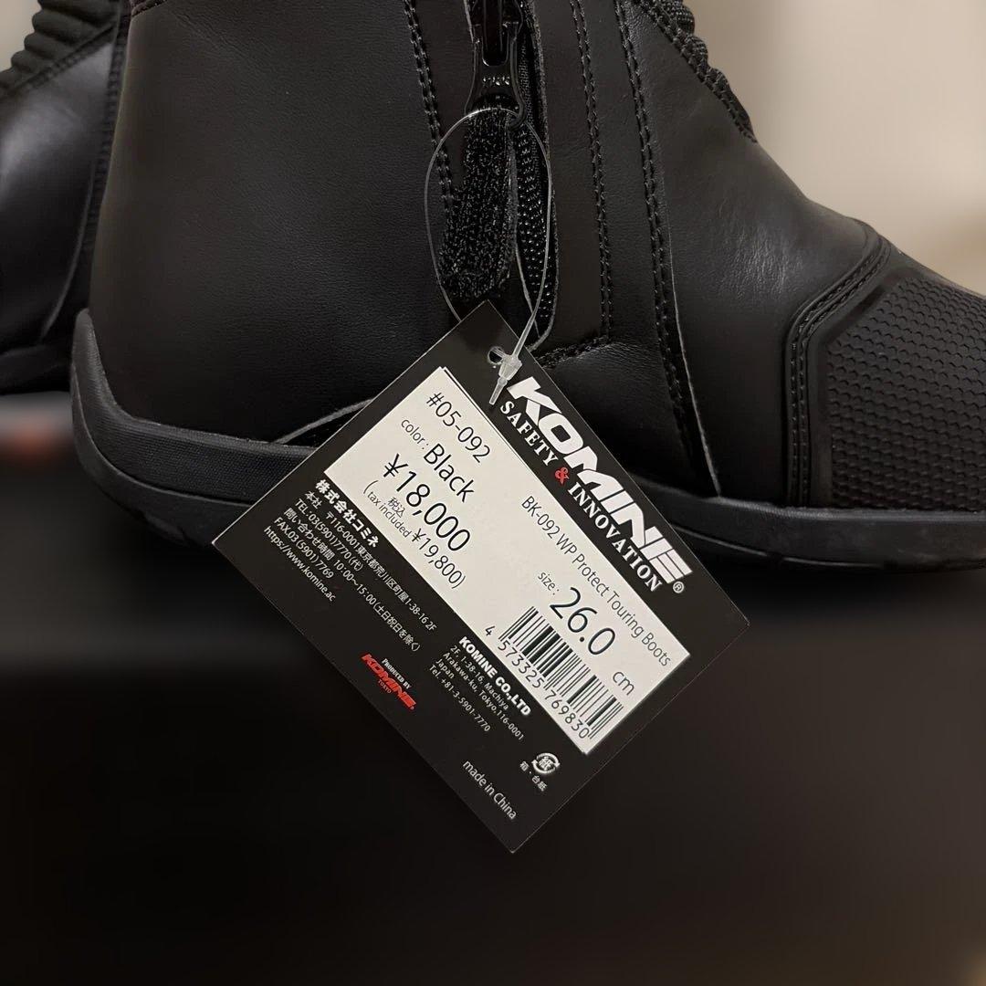 新品 KOMINE ライディングブーツ ブラック 26.0cm BK-092