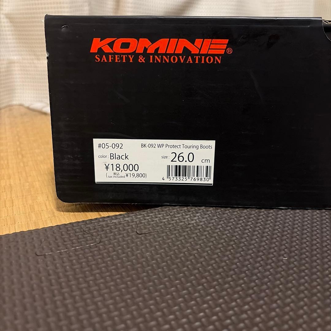新品 KOMINE ライディングブーツ ブラック 26.0cm BK-092