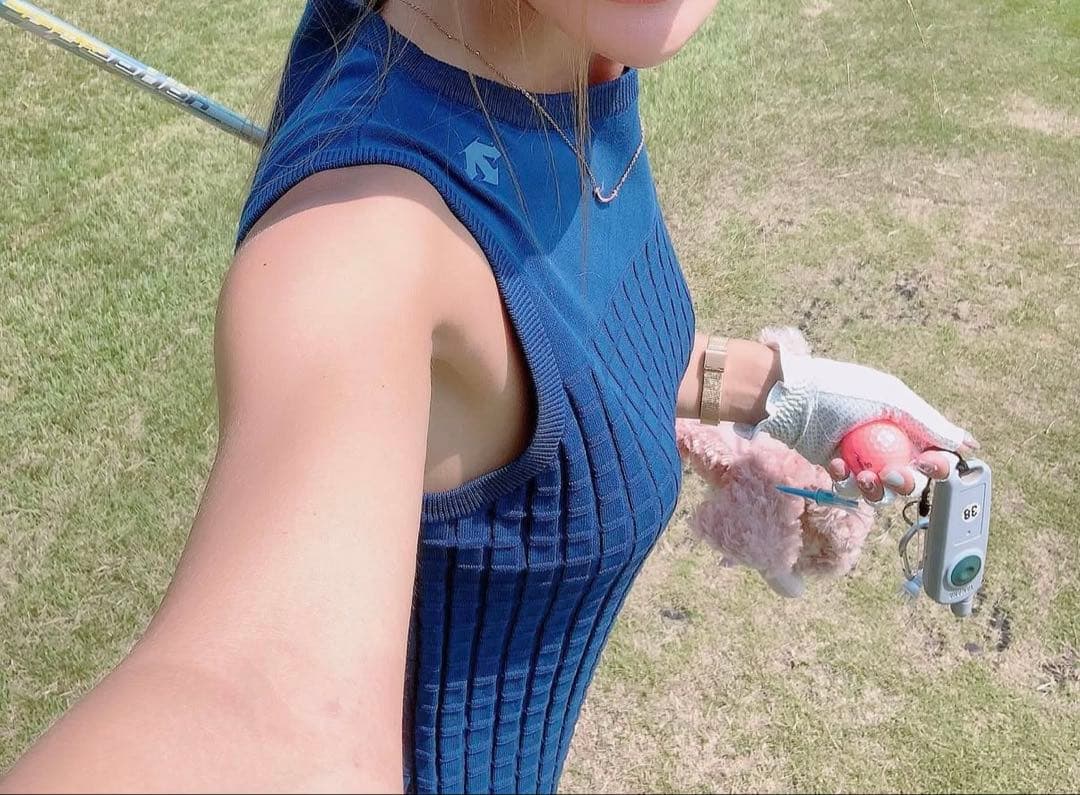 ダークブルー ノースリーブ ワンピース