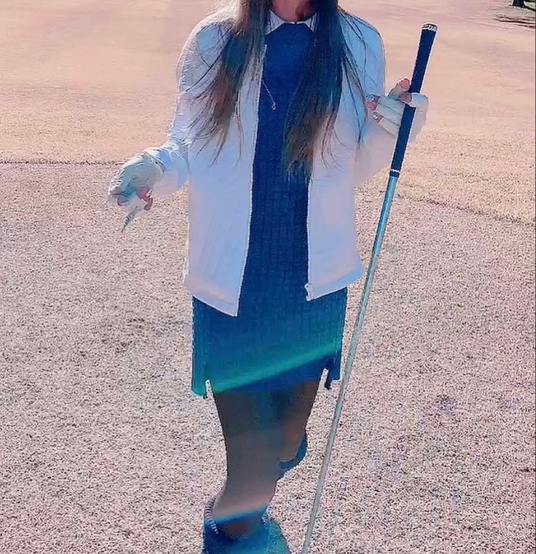 ダークブルー ノースリーブ ワンピース