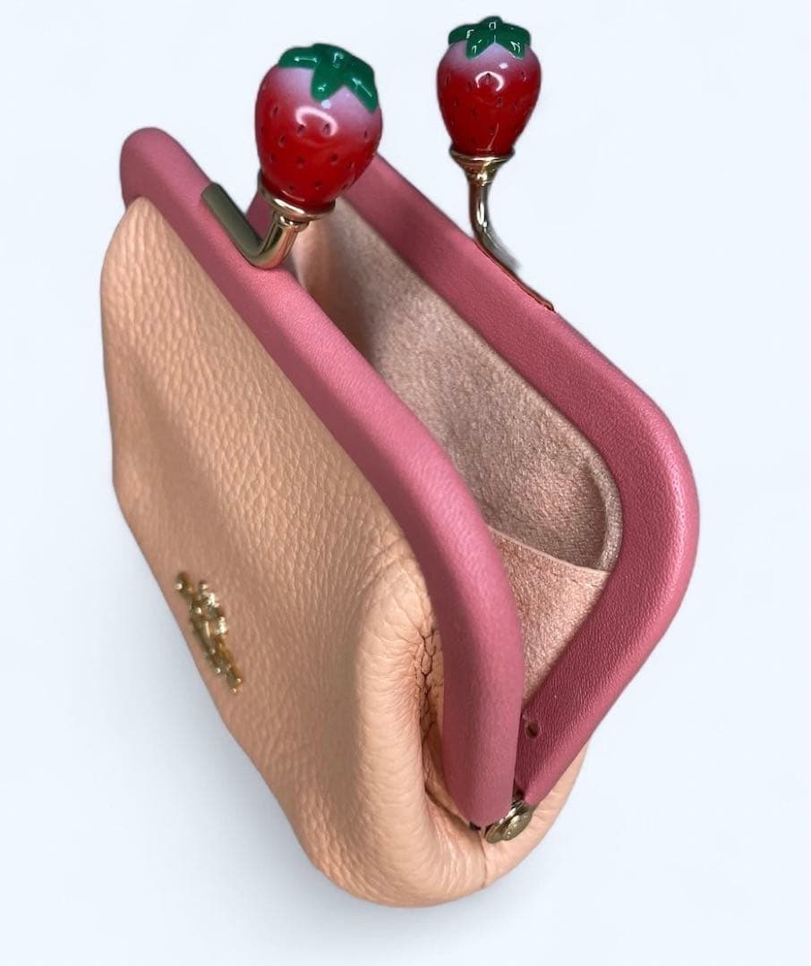 新品未使用】 コーチ キスロック がま口財布ピンク コインケース