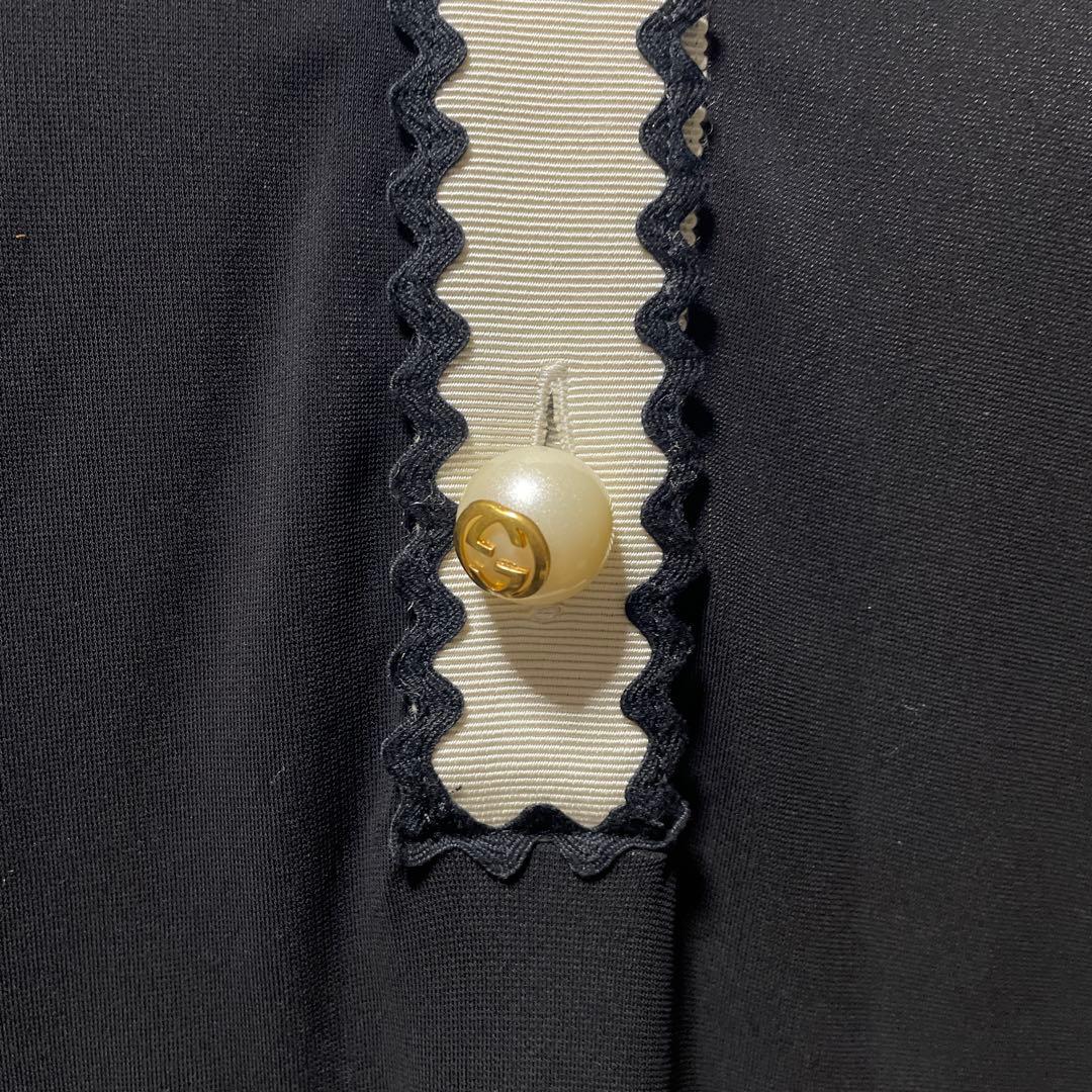 グッチ　ワンピース　パールロゴ入り　ブラックLサイズ