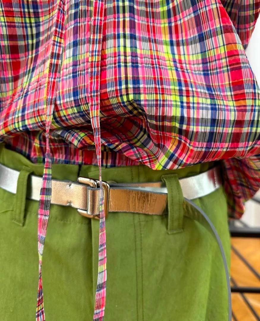 （未使用）BLAMINK ナローベルト ダークブラウン メタリック やぎ皮