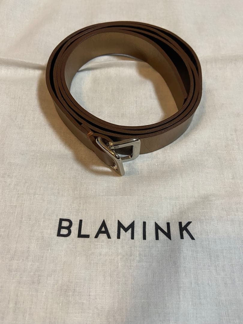 （未使用）BLAMINK ナローベルト ダークブラウン メタリック やぎ皮