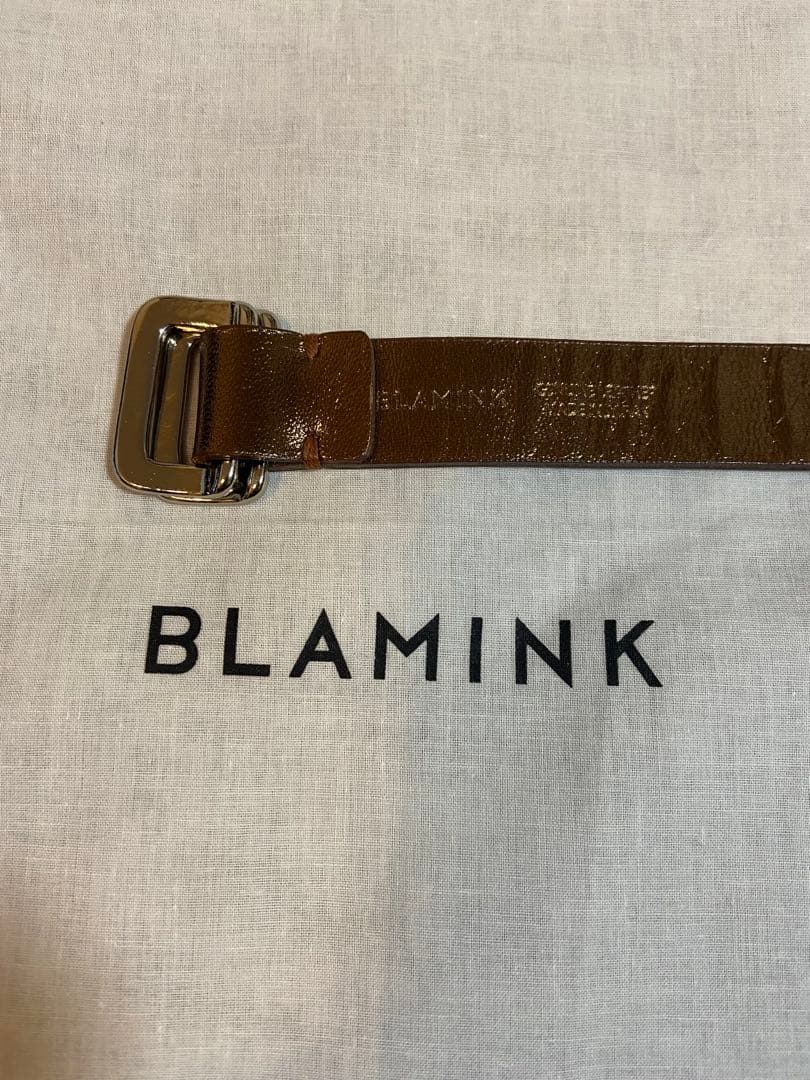 （未使用）BLAMINK ナローベルト ダークブラウン メタリック やぎ皮