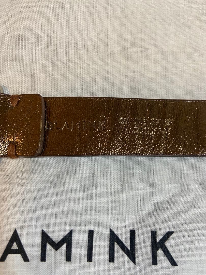 （未使用）BLAMINK ナローベルト ダークブラウン メタリック やぎ皮