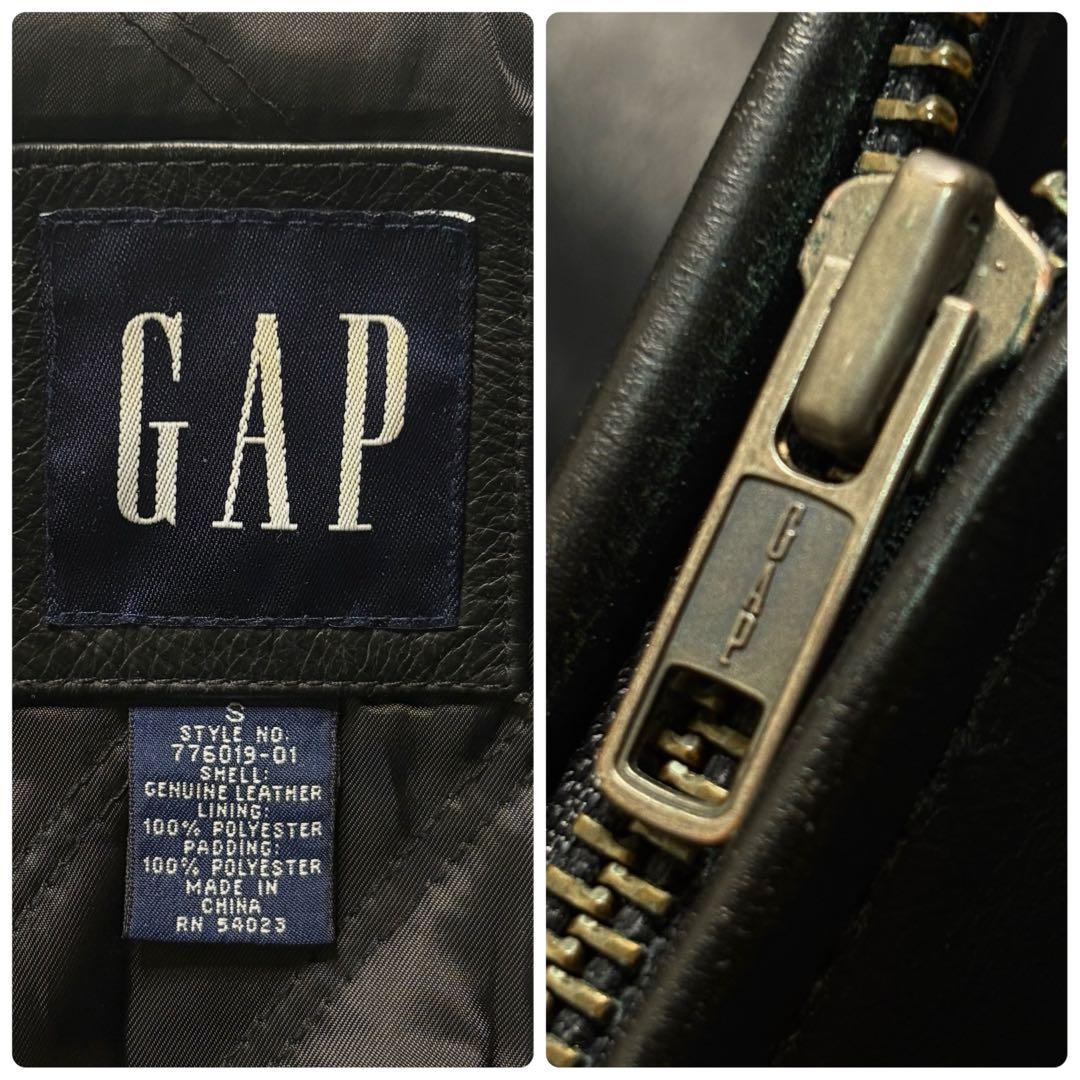 オールドギャップ レザージャケット S 紺タグ ブラック キルティングライナー