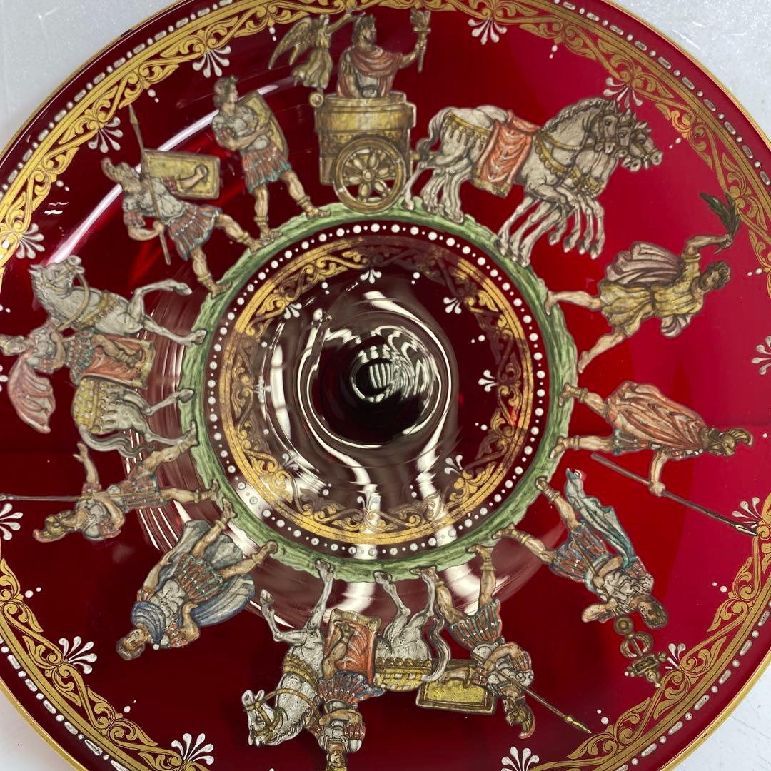 ムラーノ ベネチアングラス 人物金彩コンポート 直径25.8㎝東な7