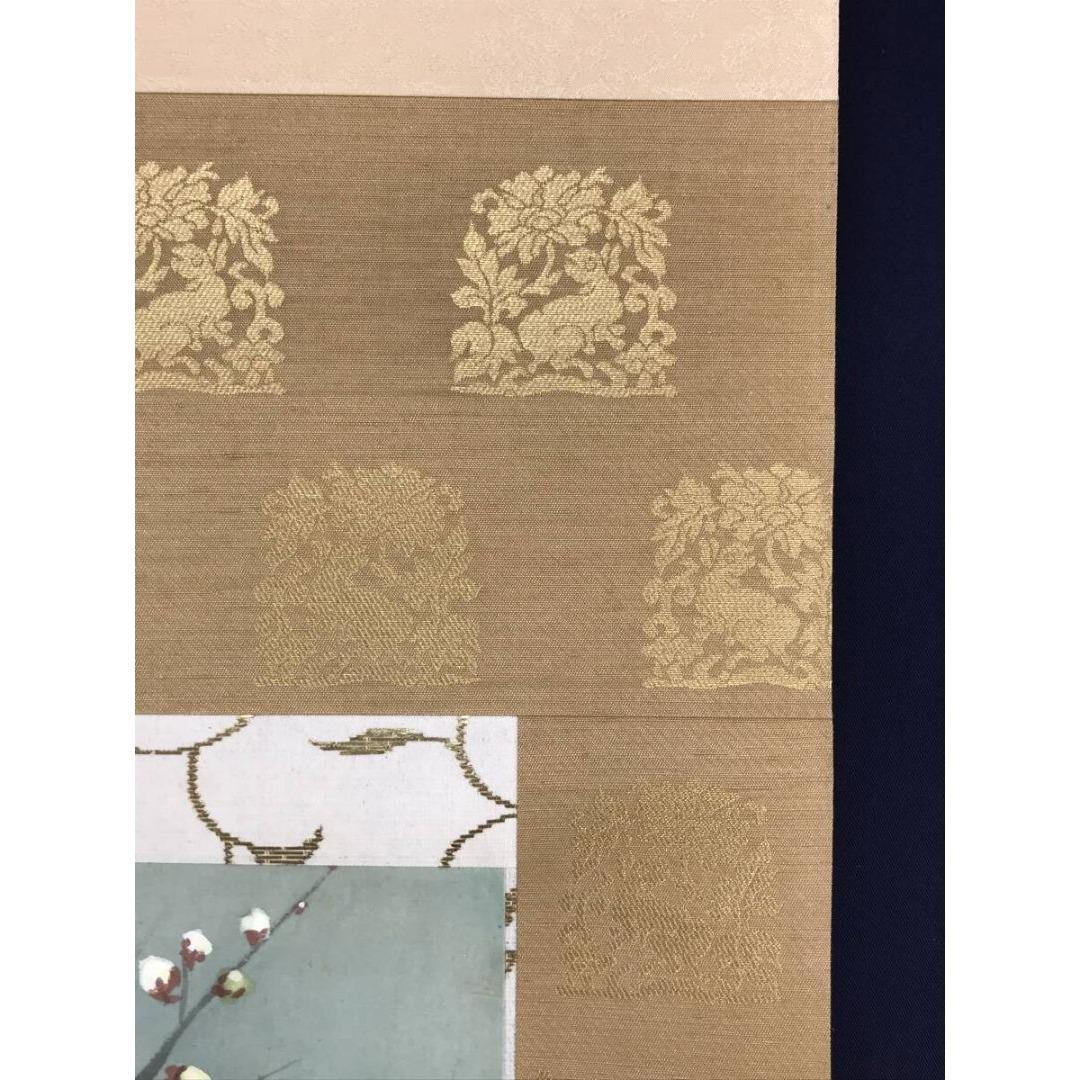 真作/山本紅雲/白梅に鴬図/ウグイス/花鳥図/春/掛軸/名家伝来/AK-