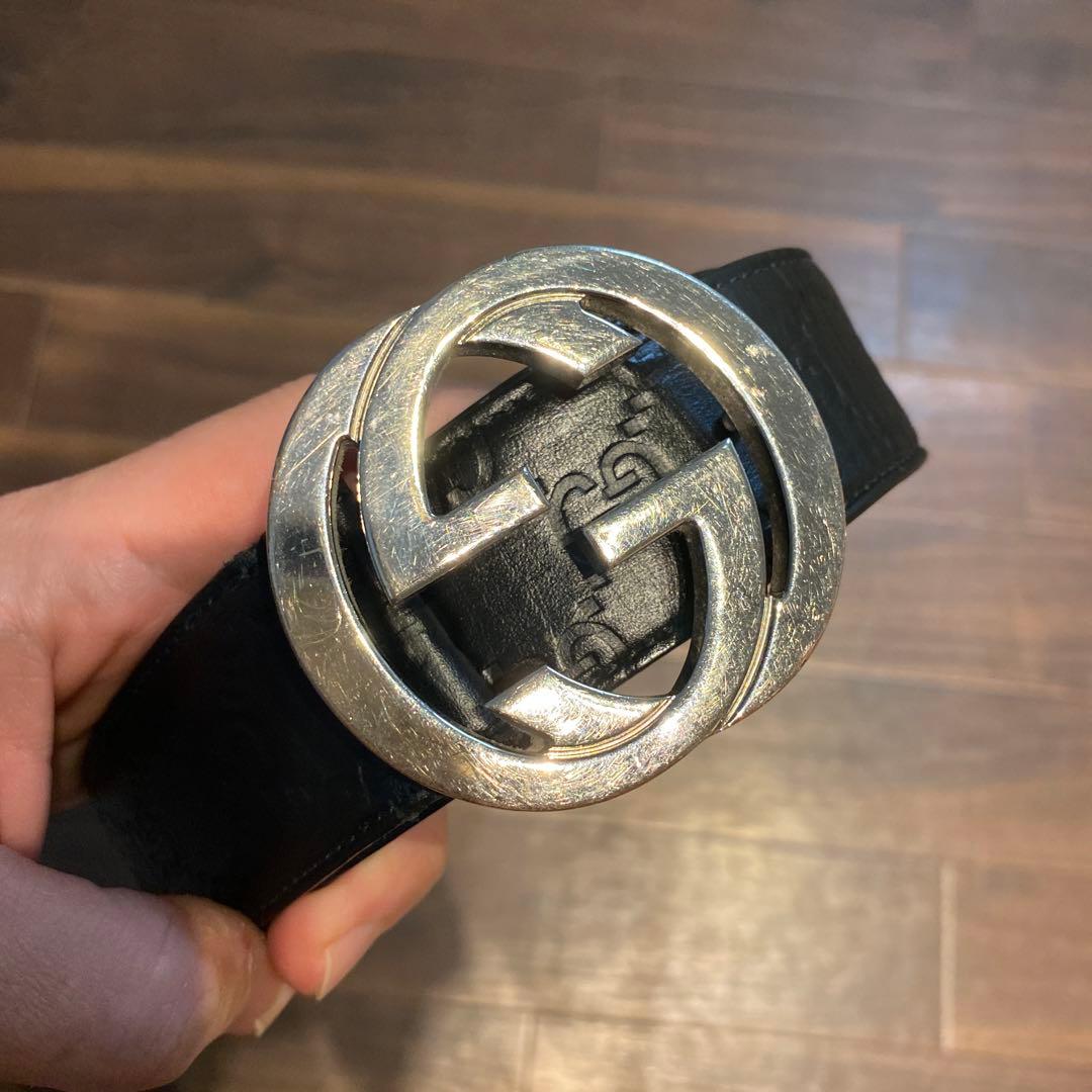 GUCCI ブラック ベルト GGロゴ 130cm