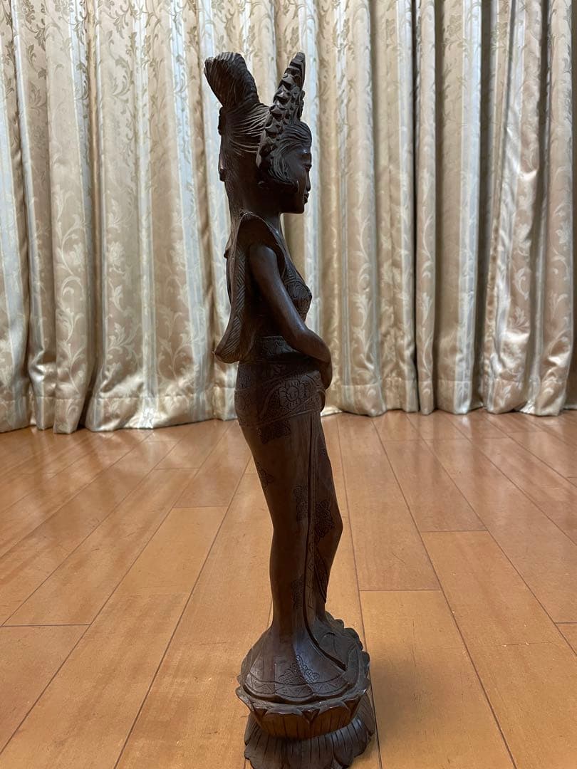 木彫りアート② バリ 木製女性像の彫刻 約53cm - メルカリ