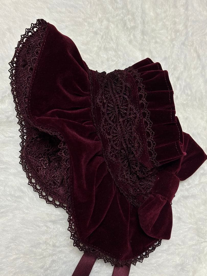 axes femme kawaii ベルベットドールハーフボンネット・ワイン