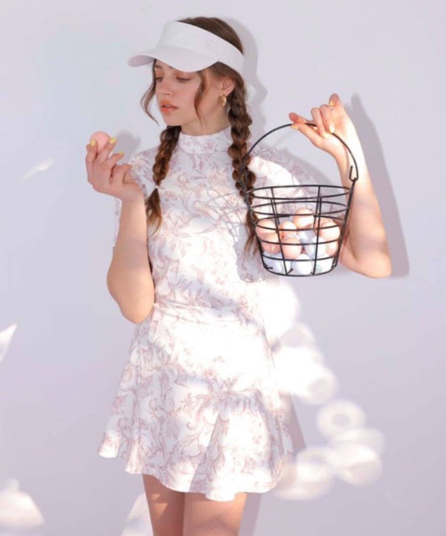 美品✨eimy golf ゴルフ フレアースカートフラワー柄 ピンクM - メルカリ